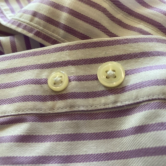 Brooks Brothers 346 Original Polo Long Sleeve Shirt Mauve & White Stripe Size M - Picture 7 of 8